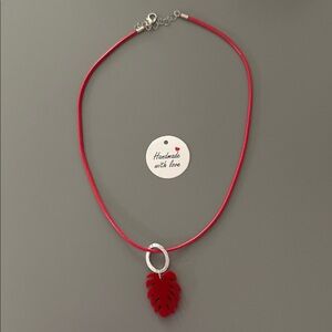 Red Leaf Pendant Necklace